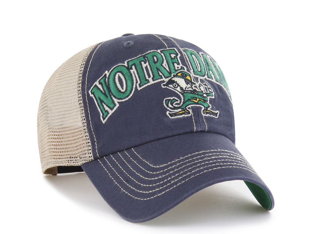 47 Brand Notre Dame Fighting Irish Tuscaloosa Vintage Navy Clean Up Trucker Snapback Hat