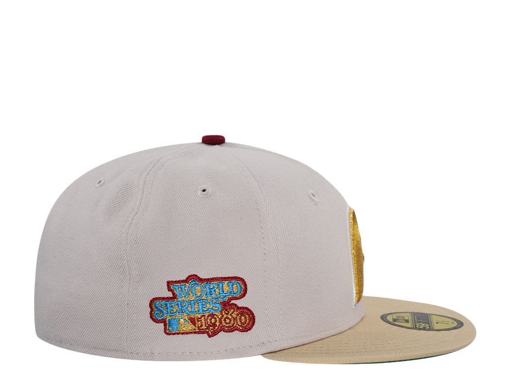 New Era Philadelphia Phillies World Series 1980 Sneaky Stone Gold Two Tone Edition 59Fifty Fitted Hat