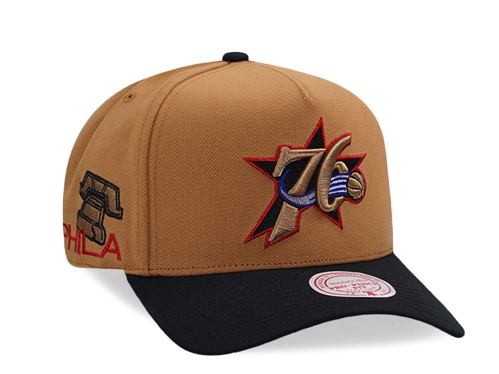 Mitchell & Ness Philadelphia 76ers NBA In The City Brown Edition Pro Pinch Fit Snapback Hat