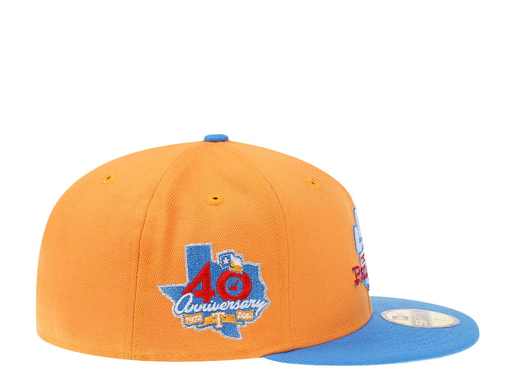 New Era Texas Rangers Khaki 40th Anniversary Iced Mango Two Tone Prime Edition 59Fifty Fitted Hat