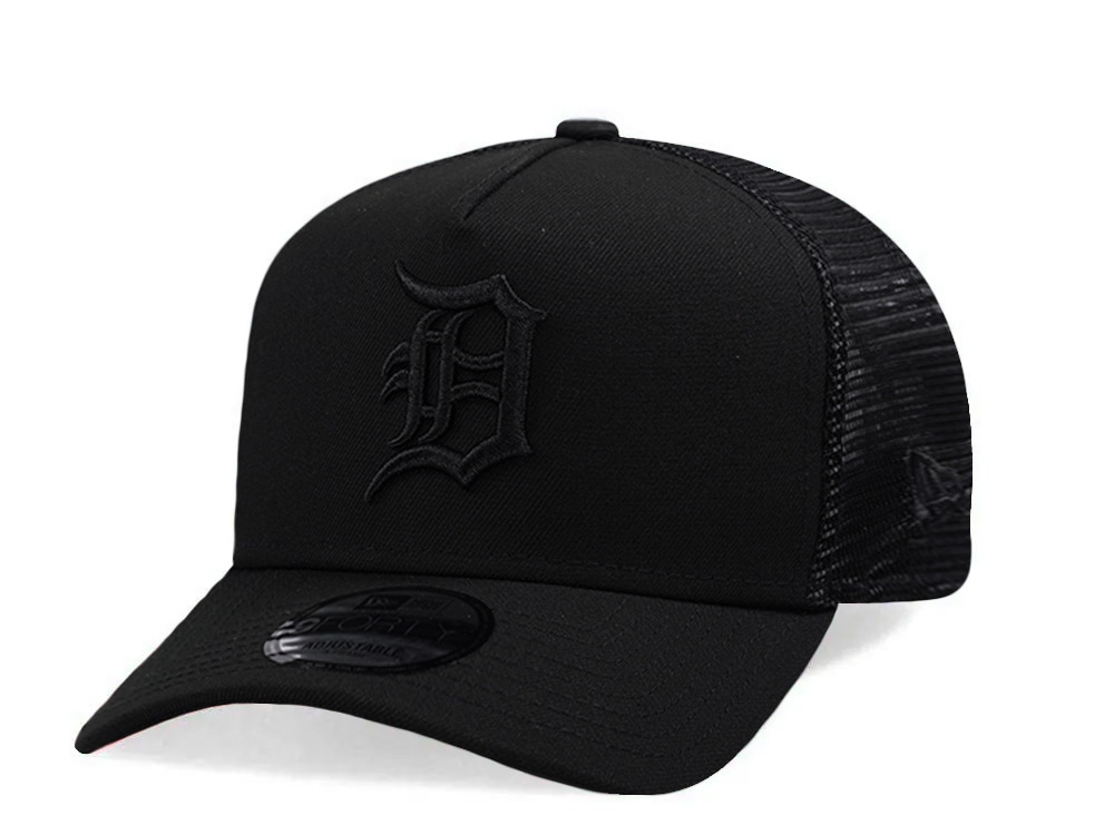 New Era Detroit Tigers Black On Black Edition 9Forty A Frame Trucker Snapback Hat