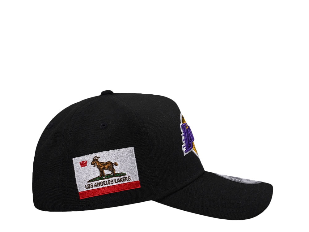 New Era Los Angeles Lakers Goat Flag Black Edition 9Forty A Frame Snapback Hat