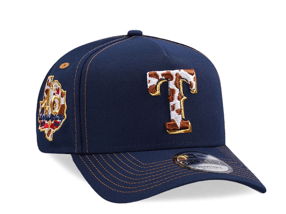 New Era Texas Rangers 40th Anniversary Cow Ocean Blue Prime Edition 9Forty A Frame Snapback Hat