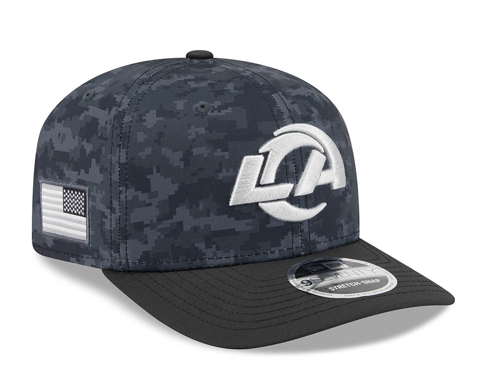 New Era Los Angeles Rams NFL Salute to Service 2026 Digi Camo Black 9Seventy Stretch Snapback Hat
