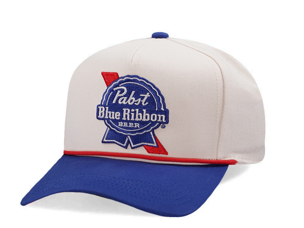 American Needle Pabst Blue Ribbon Ivory Two Tone Edition Snapback Hat