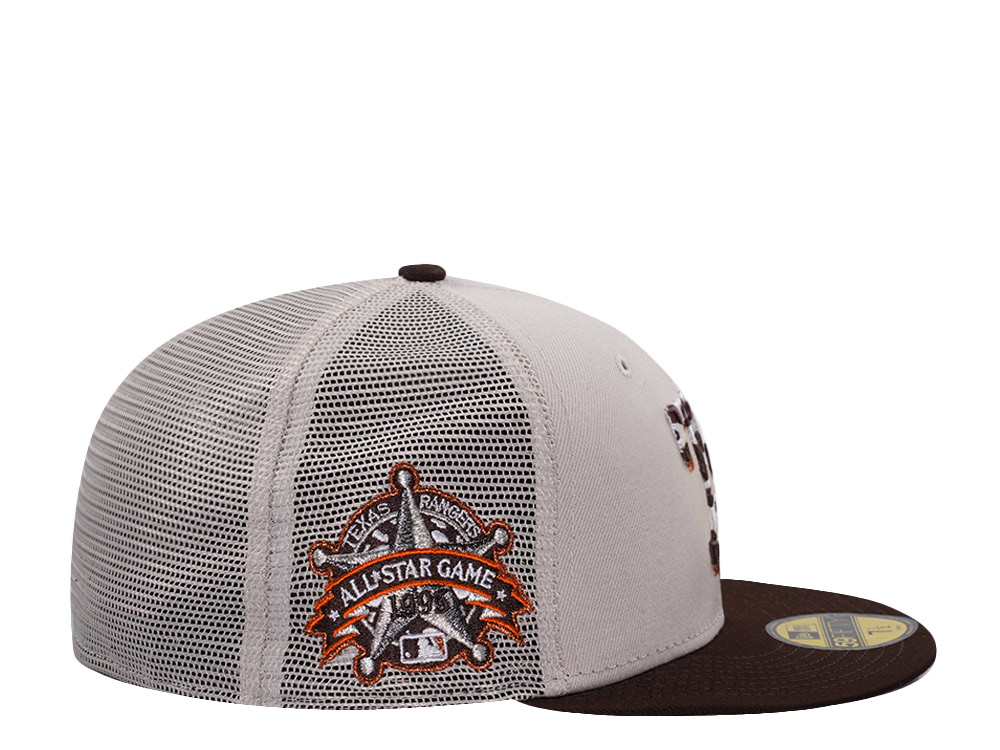 New Era Texas Rangers All Star Game 1995 Stone Two Tone Edition 59Fifty Trucker Fitted Hat