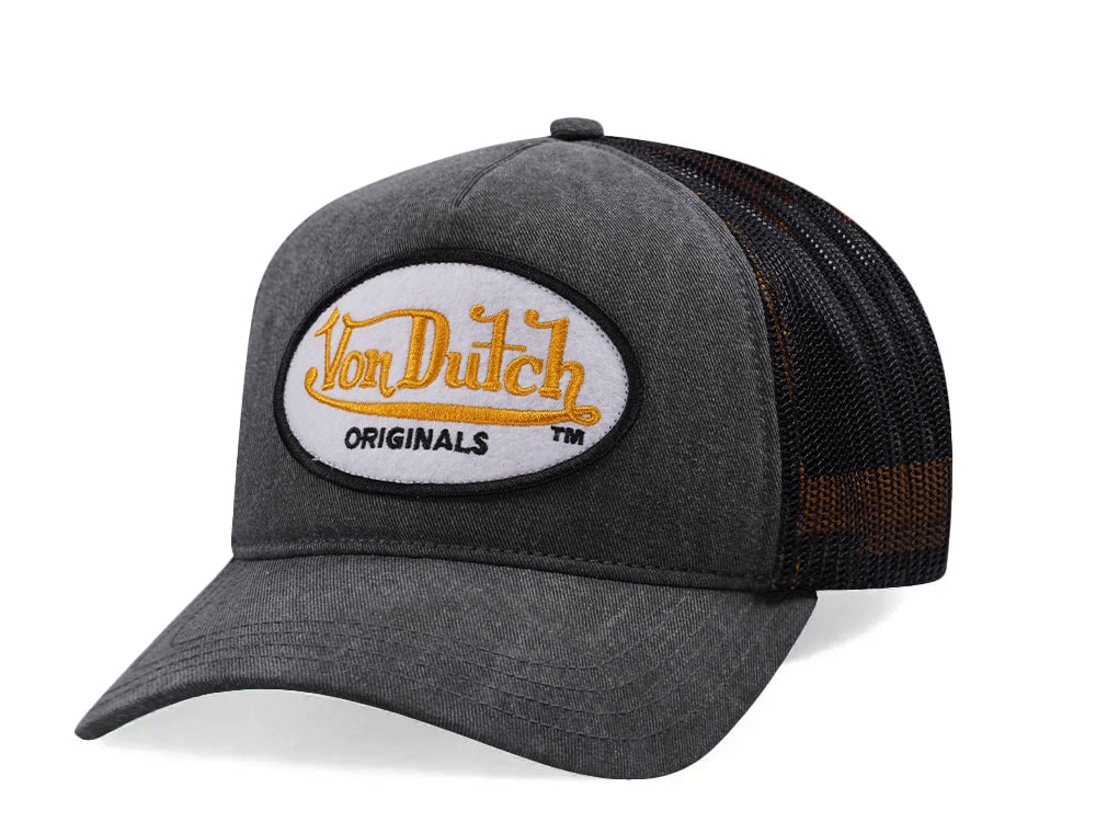Von Dutch Oval Patch Dark Gray Trucker Snapback Hat