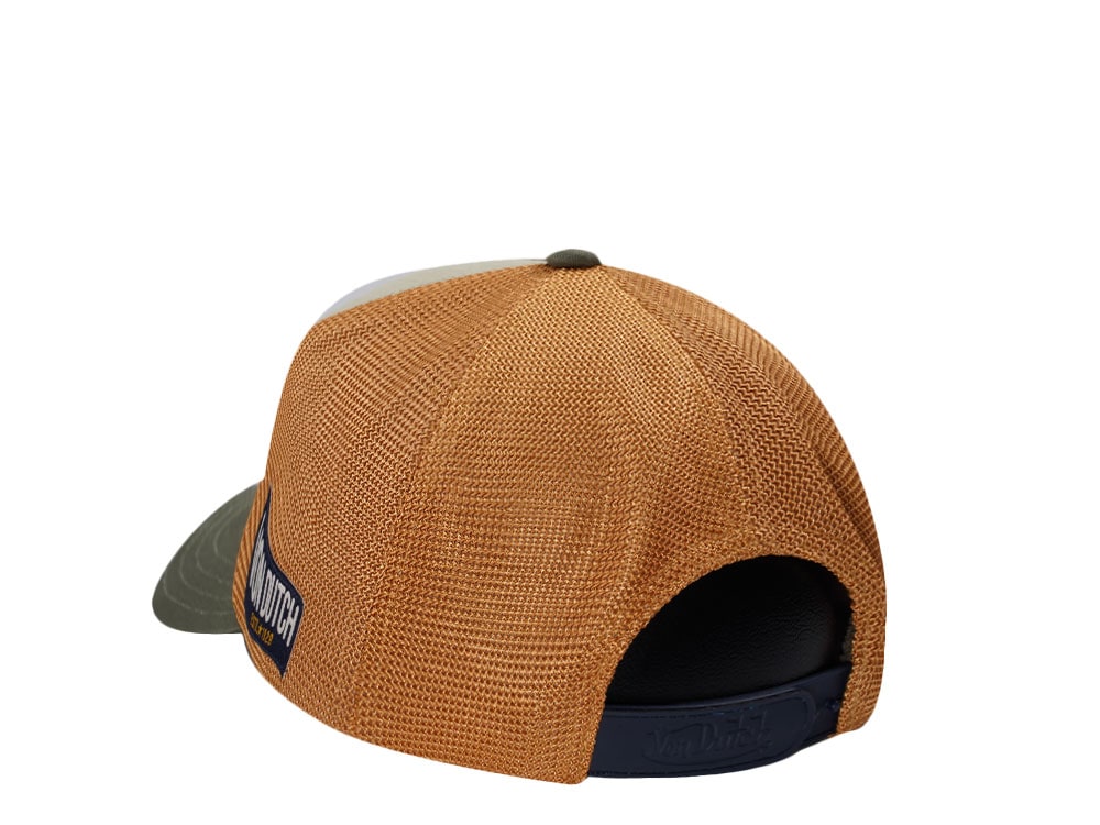 Von Dutch Square Patch Dark Green Yellow Trucker Snapback Hat