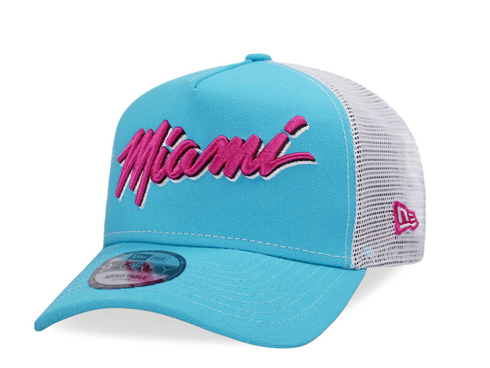 New Era Miami Heat Teal Summer Trucker Edition 9Forty A Frame Snapback Hat