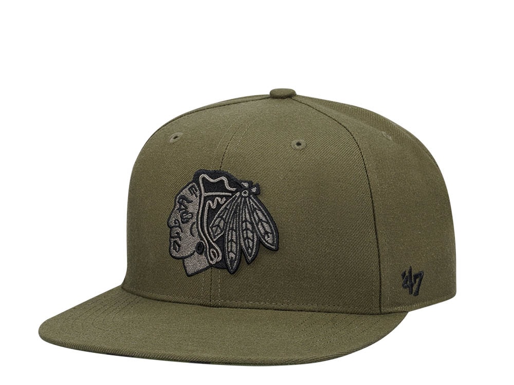 47Brand Chicago Blackhawks Sandalwood Ballpark Camo Captain Captain MVP Snapback Hat