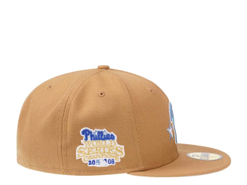 New Era Philadelphia Phillies World Series 2008 Champions Wheat Glacier Blue Edition 59Fifty Fitted Hat