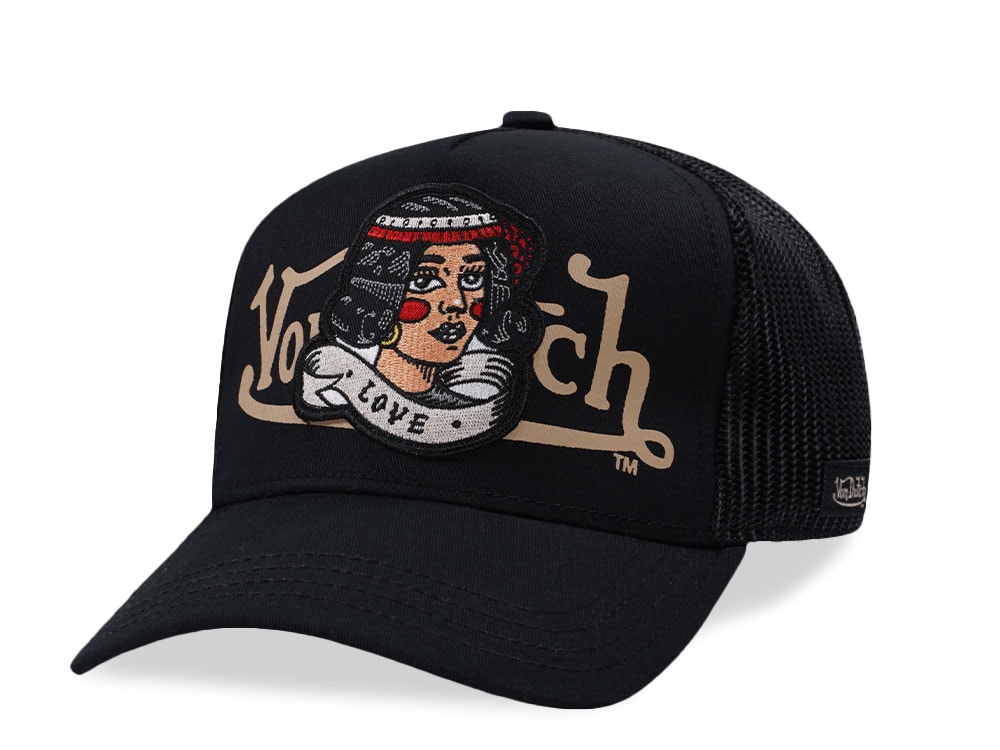 Von Dutch Love Patch Black Trucker Snapback Hat