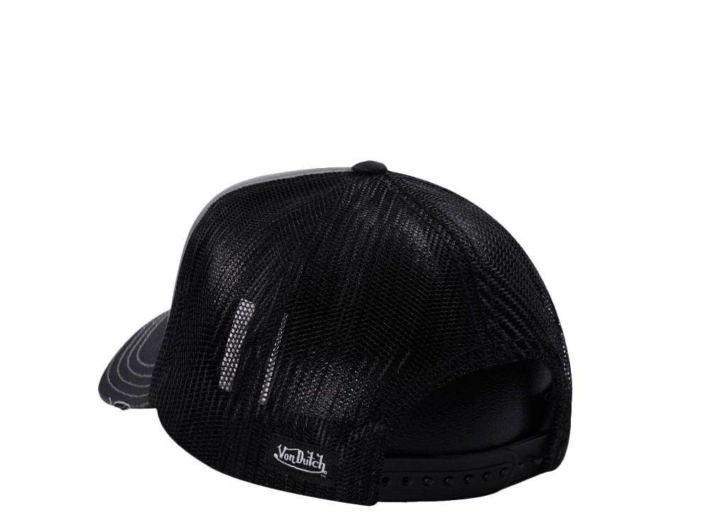Von Dutch Screen Print Gray Black Trucker Snapback Hat