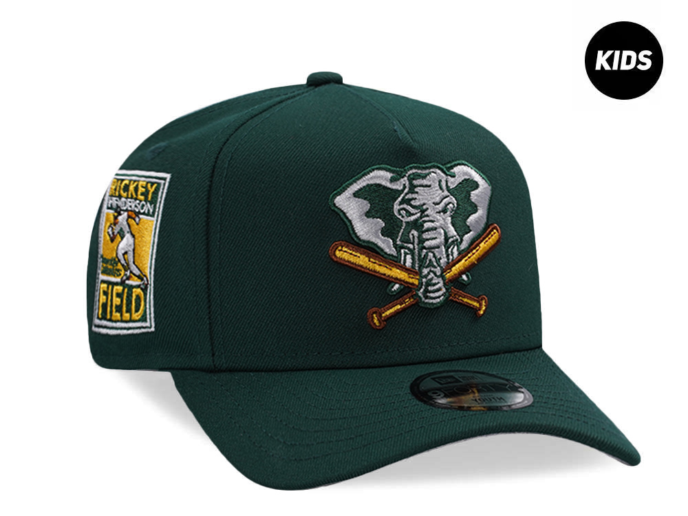 New Era Oakland Athletics Rickey Henderson Field Dark Green Prime Edition Kids 9Forty A Frame Snapback Hat