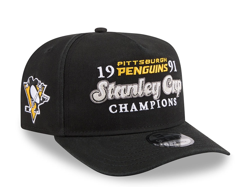 New Era Pittsburgh Penguins Stanley Cup Champions 1991 Historic Black Edition 9Fifty A Frame Snapback Hat