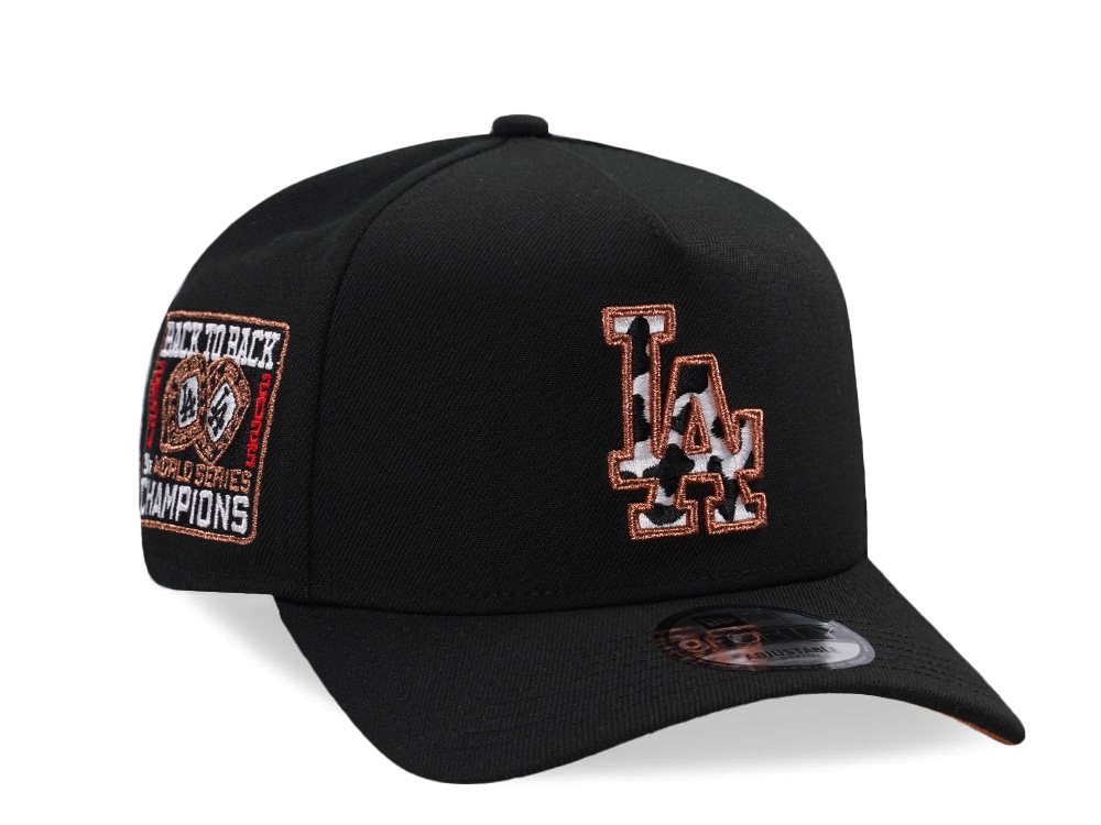 New Era Los Angeles Dodgers Back To Back Champions Cow Black Prime Edition 9Forty A Frame Snapback Hat