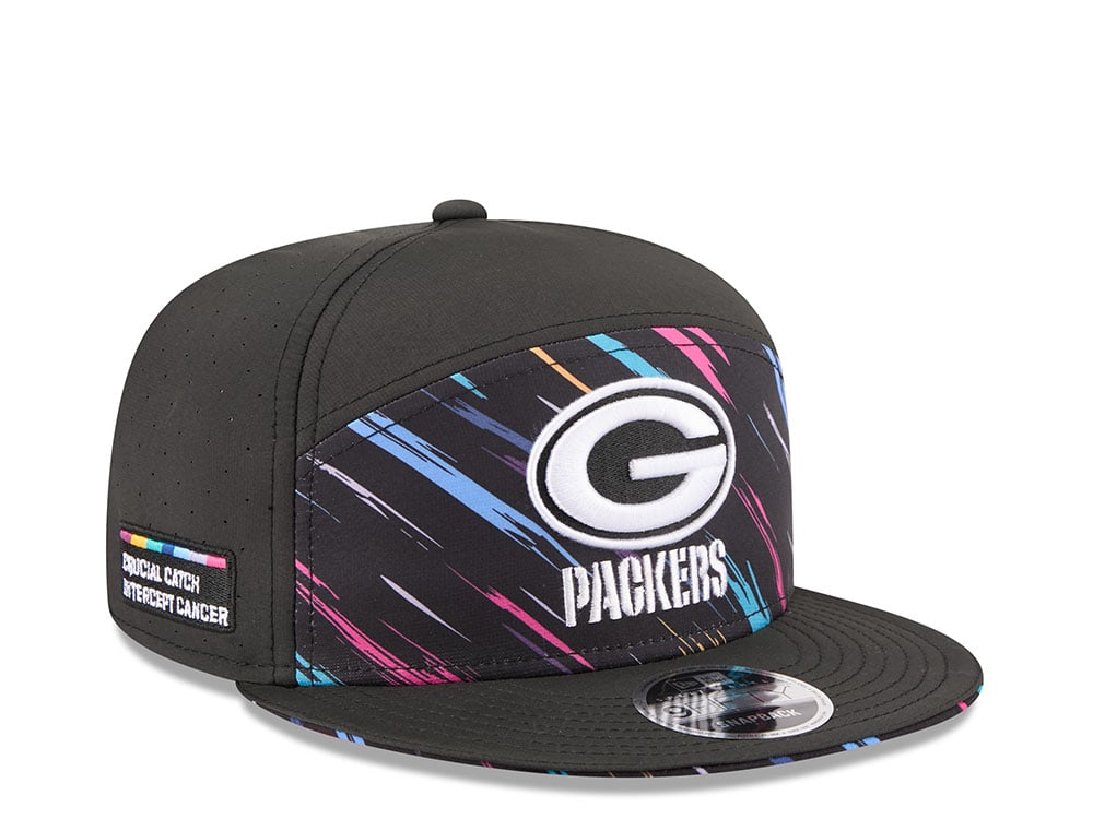 New Era Green Bay Packers Crucial Catch 2026 Black Edition 9Fifty Split Panel Snapback Hat