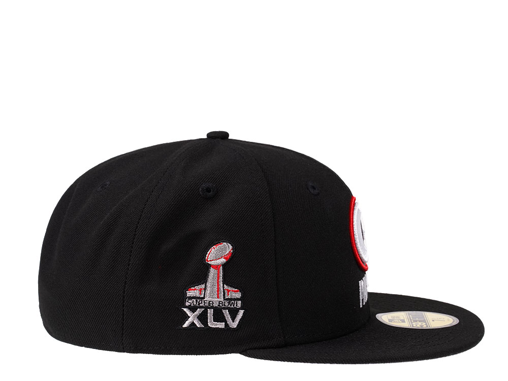 New Era Green Bay Packers Super Bowl XLV Black Crimson Collection 59Fifty Fitted Hat