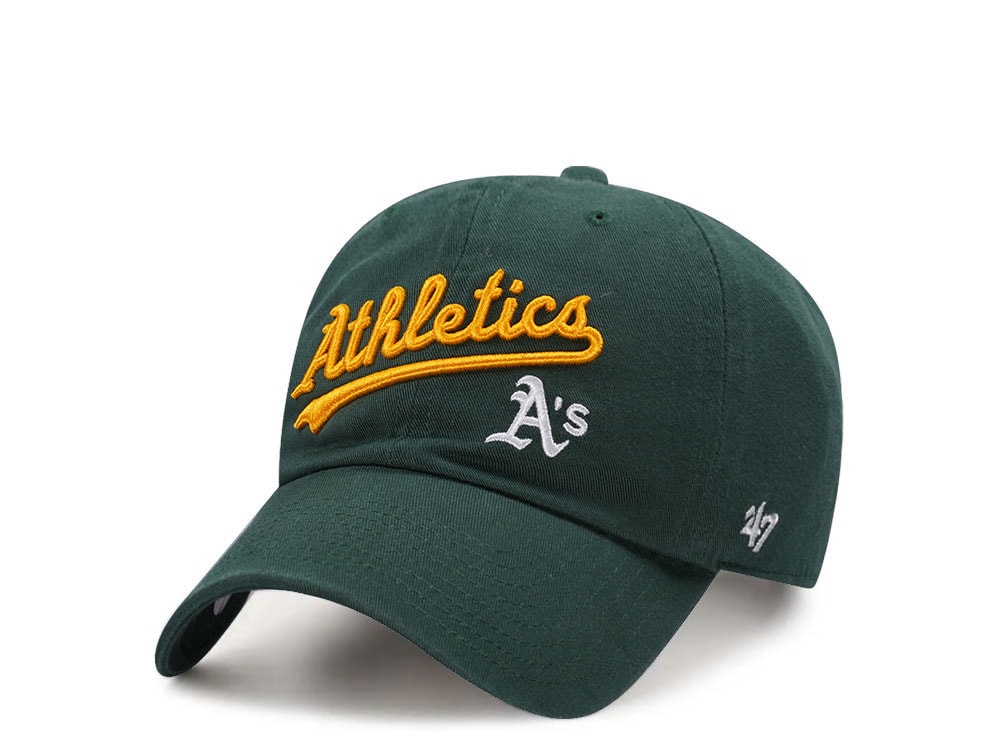 47Brand Oakland Athletics Dark Green Script Clean Up Strapback Hat