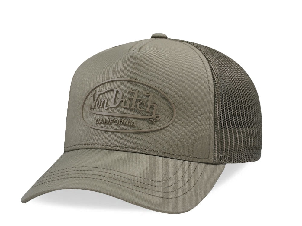Von Dutch Oval Patch Olive Trucker Snapback Hat