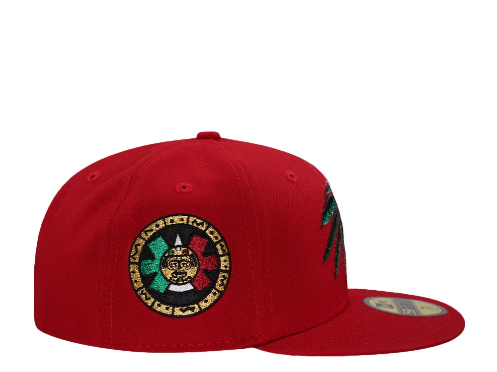 New Era Mexico Aztec Skull Warrior Metallic Red Prime Edition 59Fifty Fitted Hat