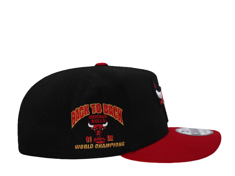 New Era Chicago Bulls Back 2 Back World Champions Black Two Tone Edition 9Fifty A Frame Snapback Hat