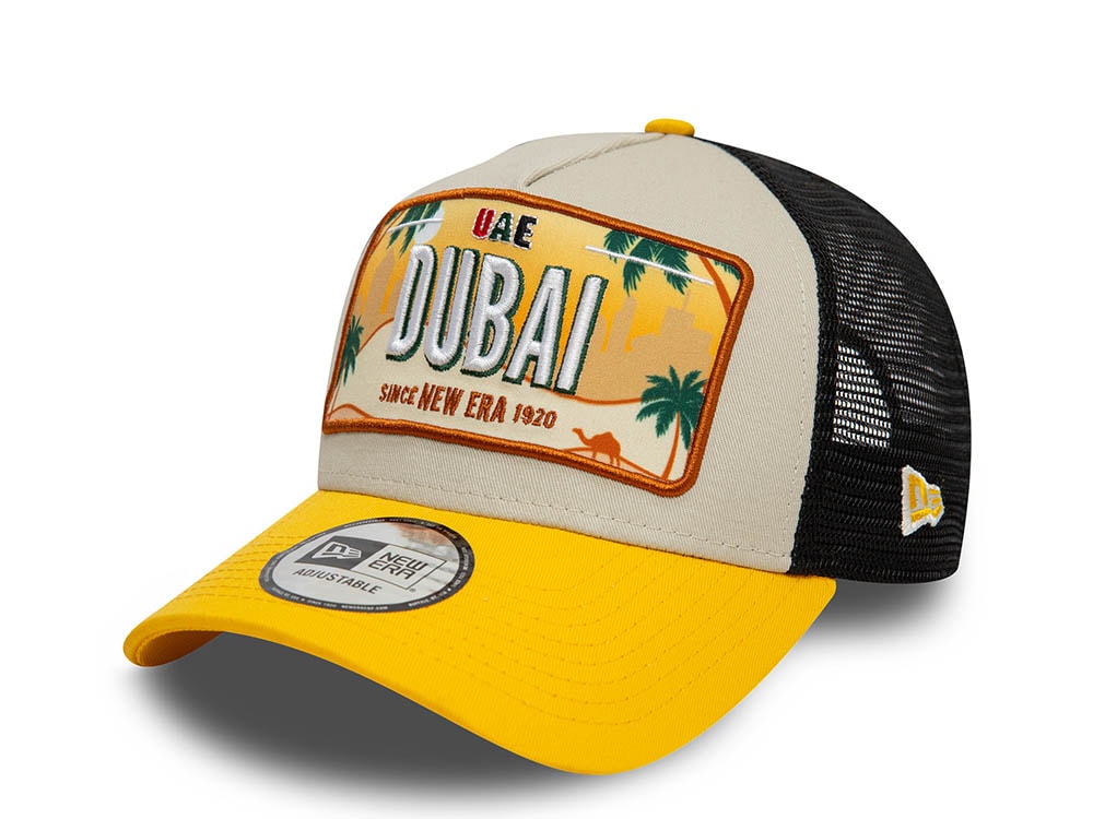 New Era Dubai License Plate Gray 9Forty A Frame Trucker Snapback Hat