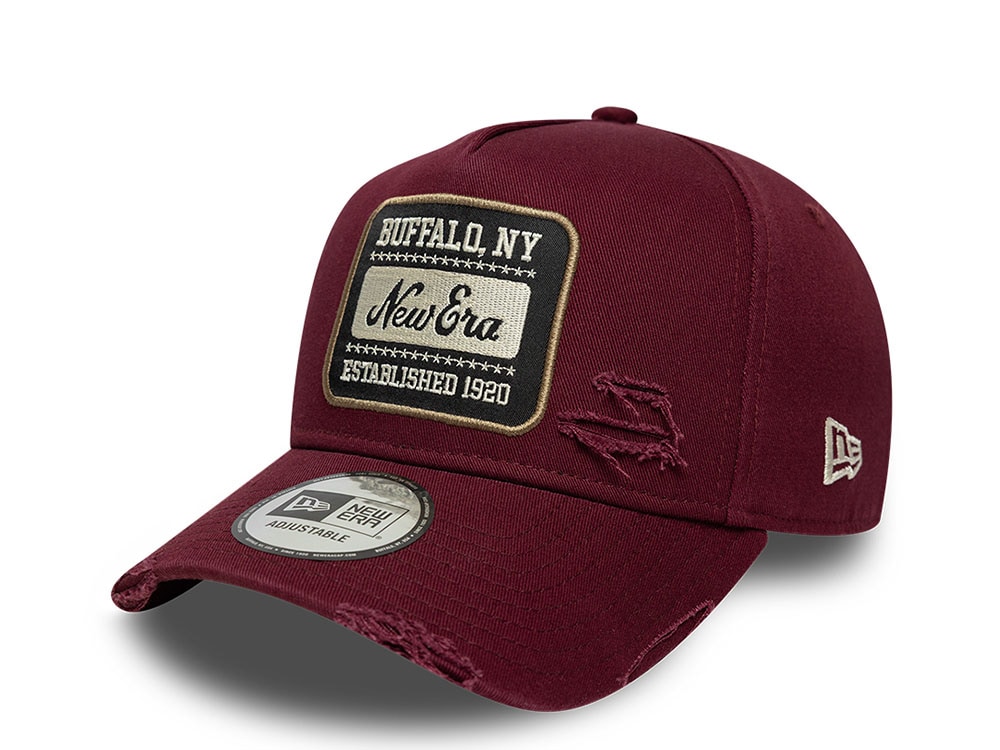 New Era Patch Washed Dark Red Edition 9Forty A Frame Snapback Hat