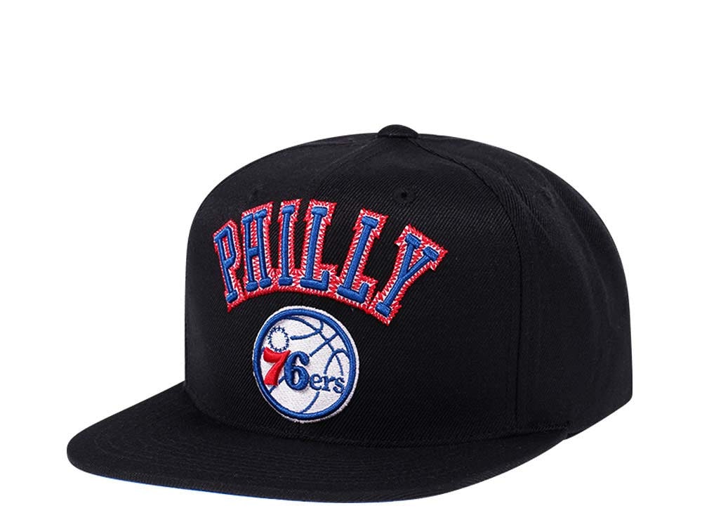 Mitchell & Ness Philadelphia 76ers Black Zig Zag Satin Undervisor Snapback Hat