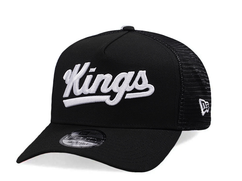 New Era Sacramento Kings Black Prime Edition 9Forty A Frame Trucker Snapback Hat