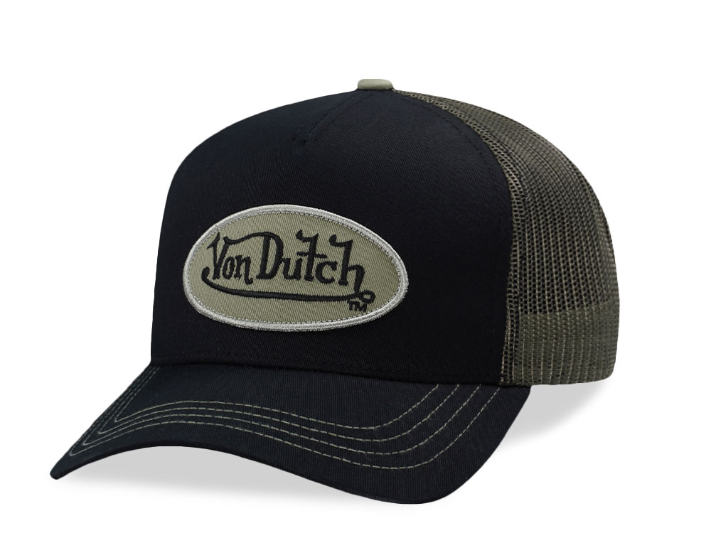 Von Dutch Oval Patch Dark Green Edition Trucker Snapback Hat