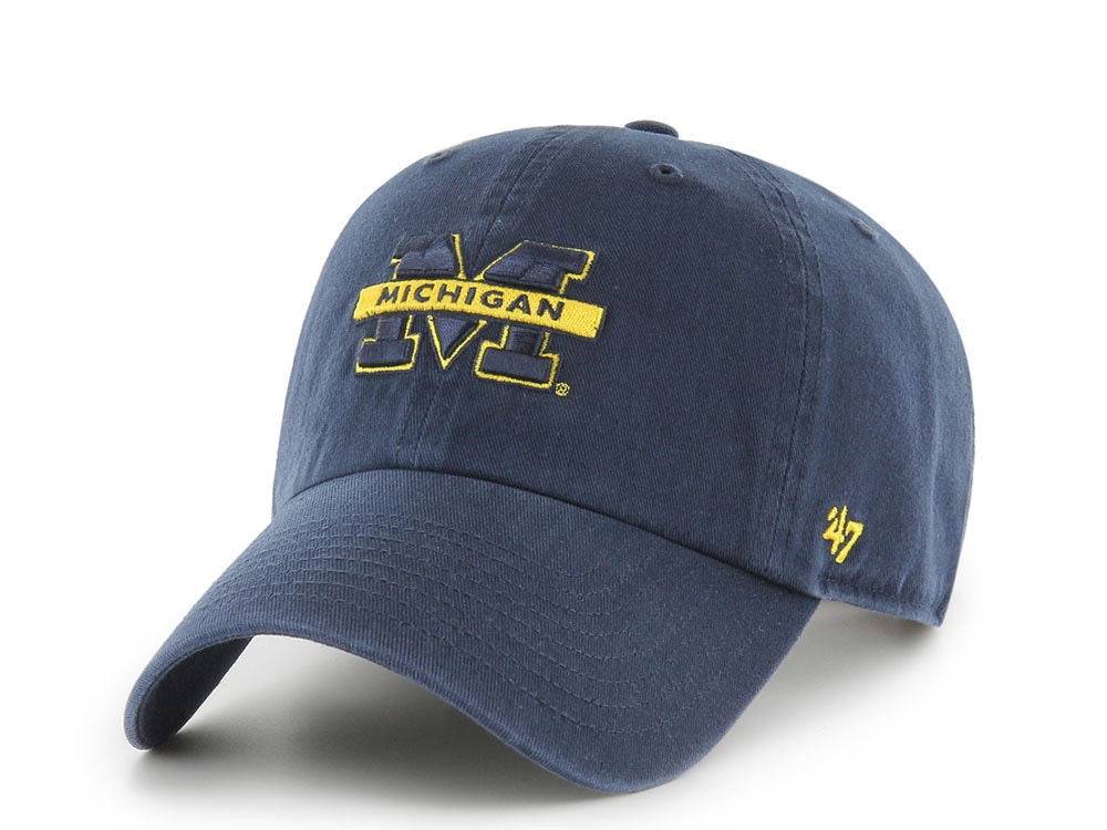 47 Brand Michigan Wolverines Navy Clean Up Strapback Hat