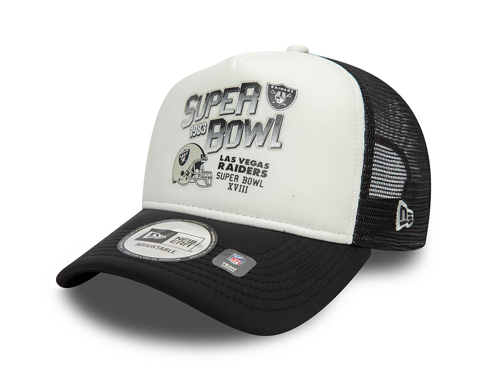 New Era Las Vegas Raiders Superbowl 1983 Edition Two Tone 9Forty A Frame Trucker Snapback Hat