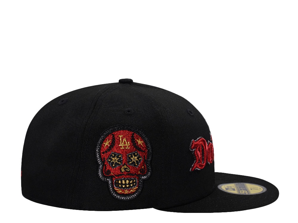 New Era Los Angeles Dodgers Skull Metallic Black Prime Edition 59Fifty Fitted Hat