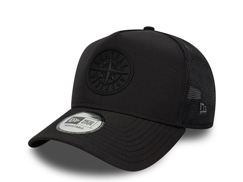 New Era Seattle Mariners Black Edition 9Forty A Frame Trucker Snapback Hat