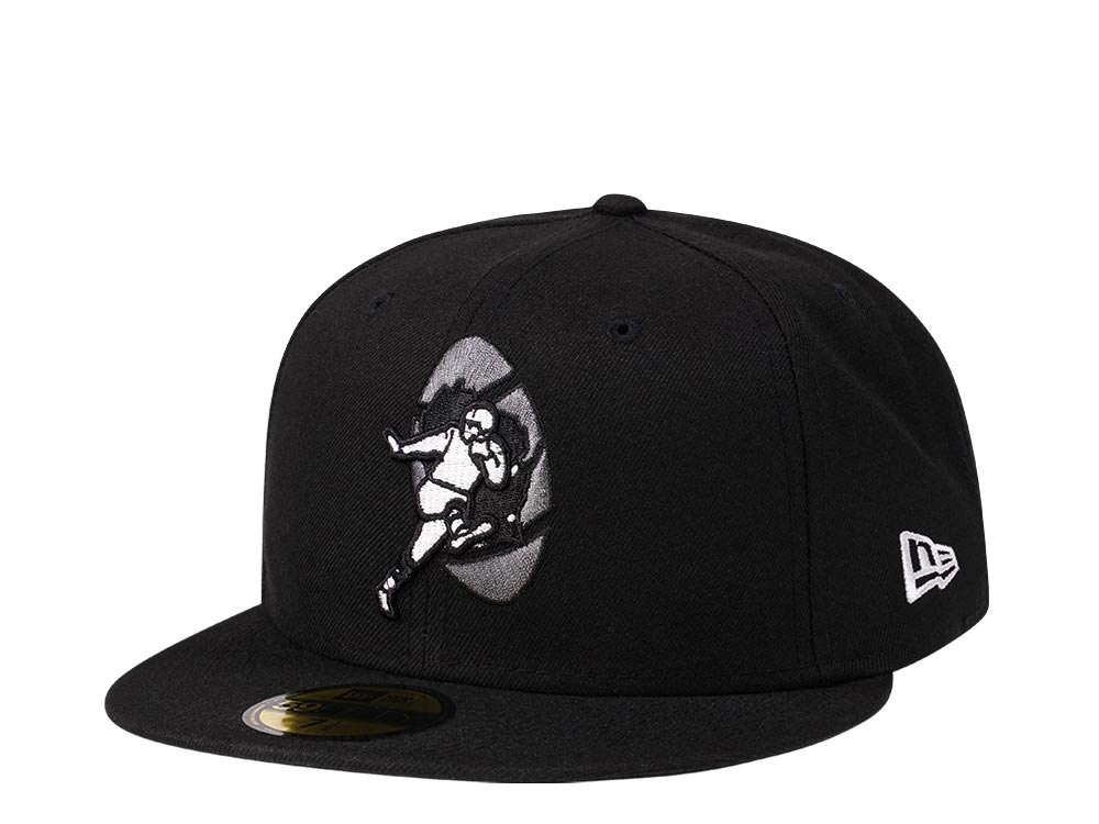 New Era Green Bay Packers Throwback Steel Black Edition 59Fifty Fitted Hat