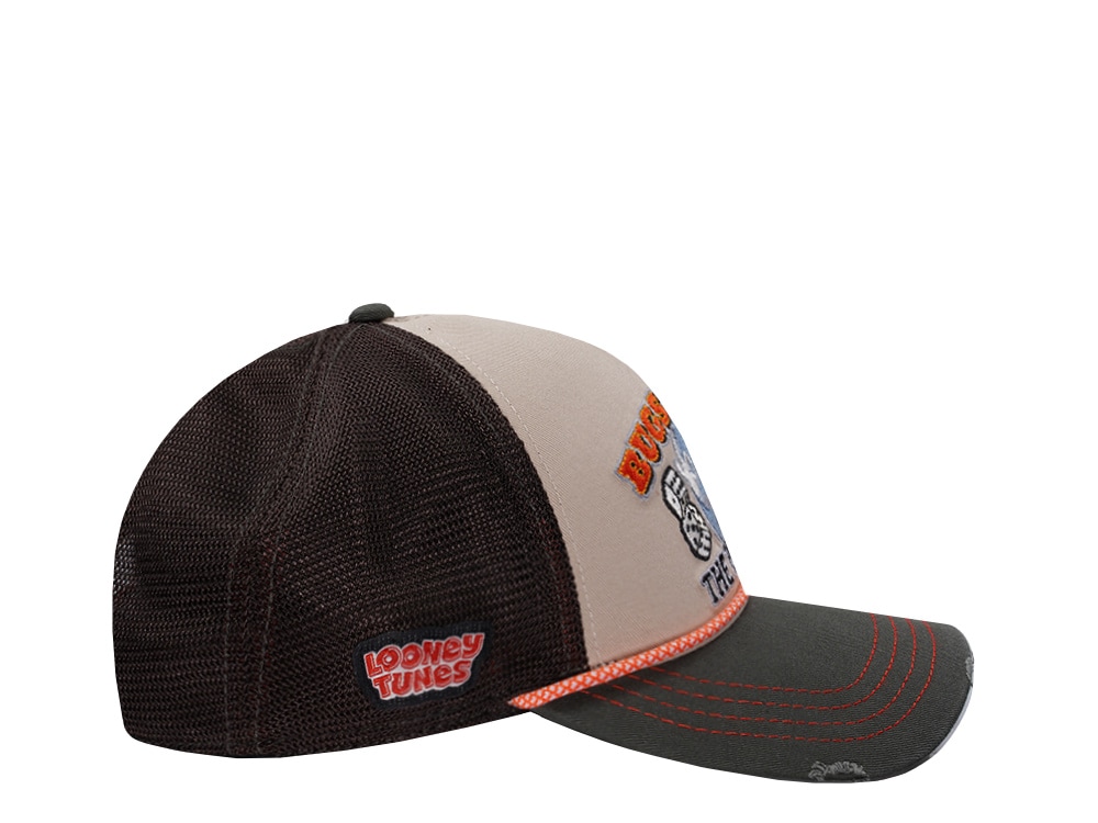 Capslab Looney Tunes Bugs Bunny Distressed Brown Trucker Snapback Hat