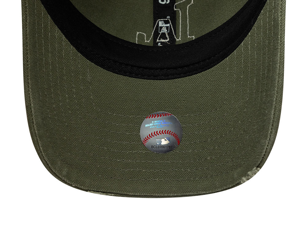 New Era Los Angeles Dodgers Distressed Olive Edition 9Twenty Womens Trucker Strapback Hat