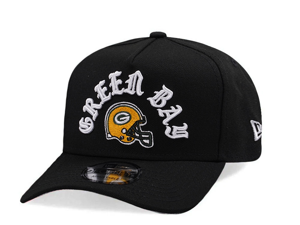 New Era Green Bay Packers Helmet Black Prime Edition 9Forty A Frame Snapback Hat