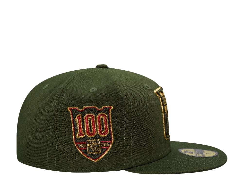 New Era New York Rangers 100th Anniversary Rifle Green Prime Edition 59Fifty Fitted Hat