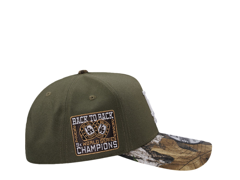 New Era Los Angeles Dodgers Back To Back World Series Champions Olive Edition 9Forty A Frame Snapback Hat