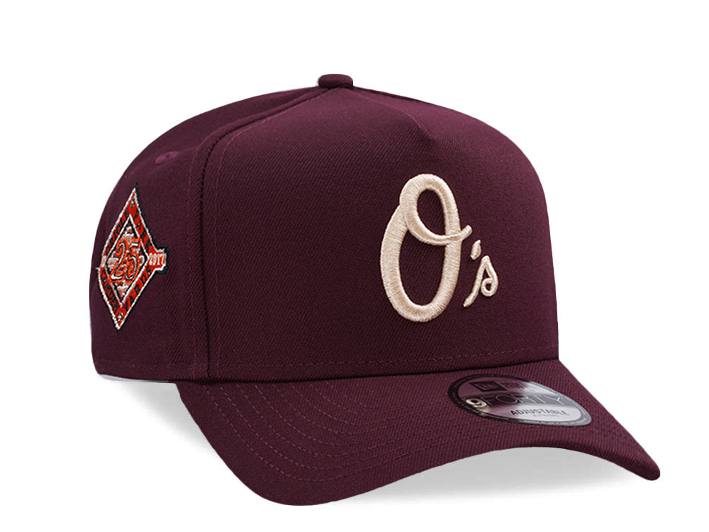 New Era Baltimore Orioles 25th Anniversary Maroon Prime Edition 9Forty A Frame Snapback Hat