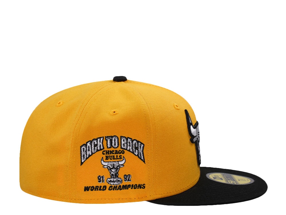 New Era Chicago Bulls Back To Back World Champions Yellow Two Tone Edition 59Fifty Fitted Hat