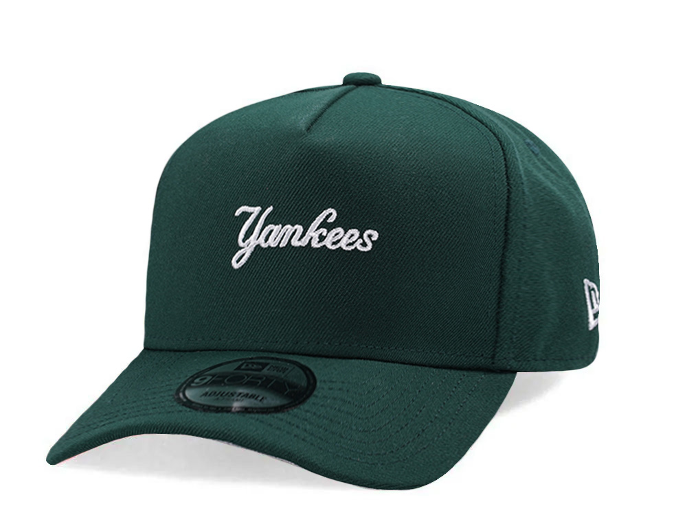 New Era New York Yankees Micro Script Dark Green Prime Edition 9Forty A Frame Snapback Hat