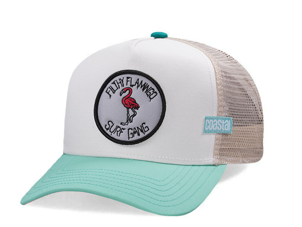 Djinns HFT Filthy Flamingo Surf Gang White Coastal Edition Trucker Snapback Hat
