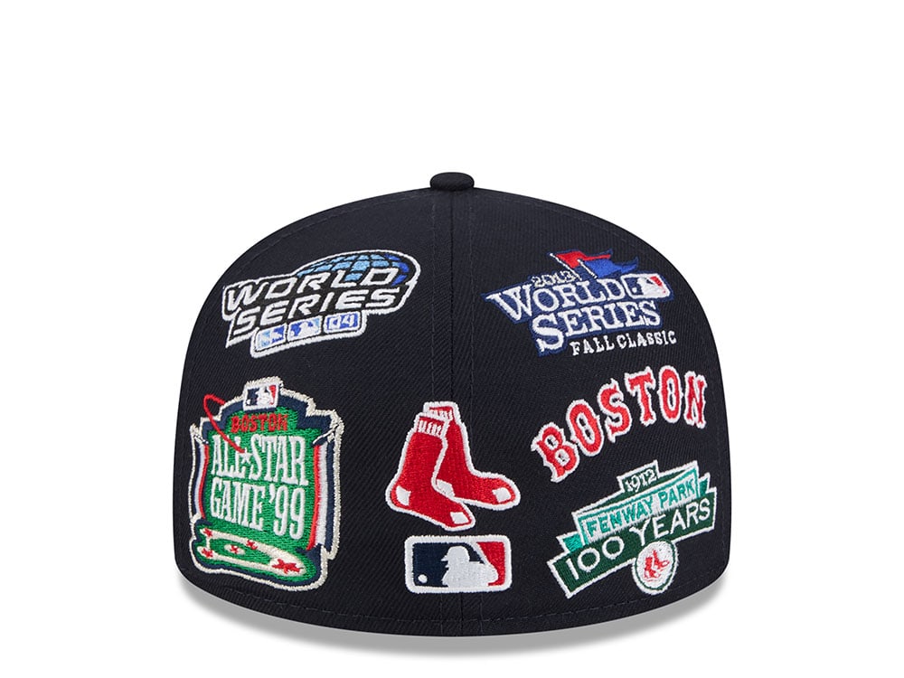 New Era Boston Red Sox All Over Navy Red 59Fifty Fitted Hat