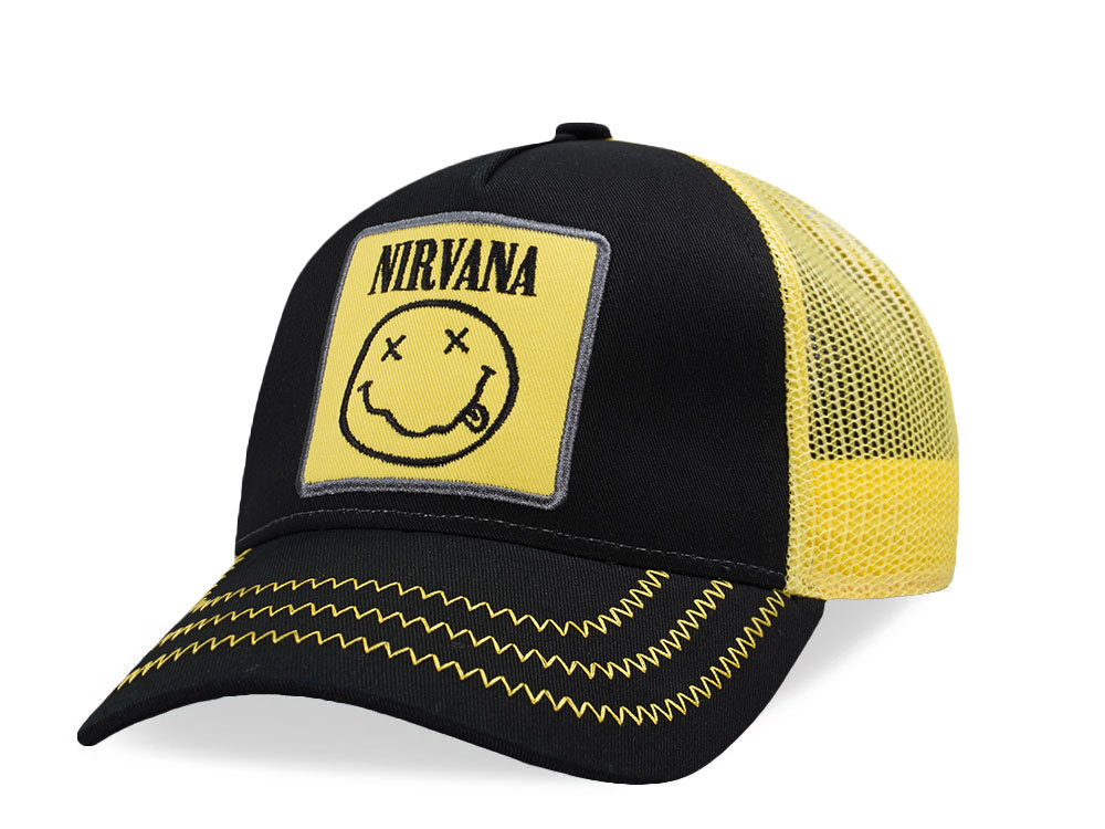 Amplified Nirvana Black Yellow Trucker Snapback Hat