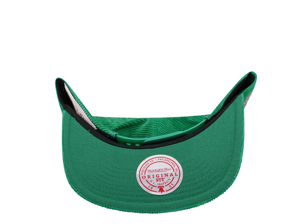 Mitchell & Ness Milwaukee Bucks Green Cord Hardwood Classic Snapback Hat