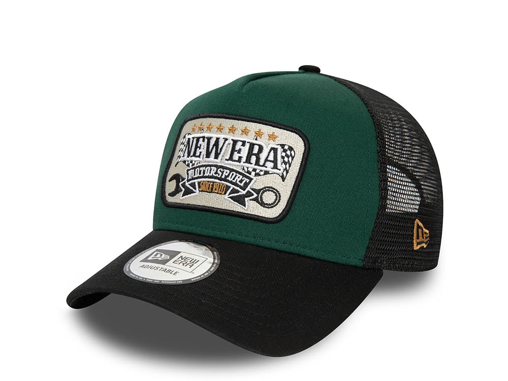 New Era Motorsport Patch A Frame Trucker Strapback Hat