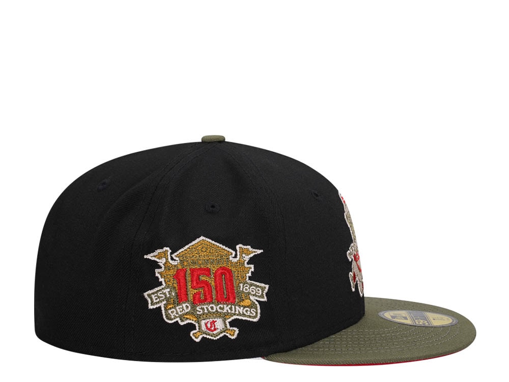 New Era Cincinnati Reds 150th Anniversary Black Olive Two Tone Edition 59Fifty Fitted Hat